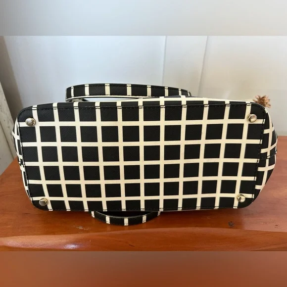 Kate Spade Checkered Pattern Tote in Black and White - Picture 9 of 9